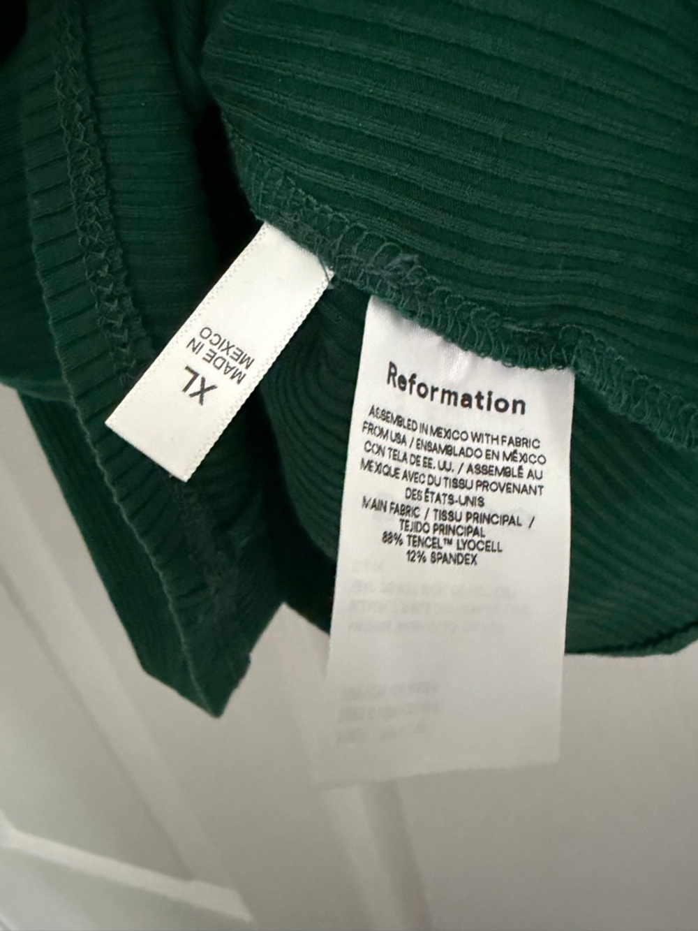 Reformation Deep Green Ribbed Camisole - Picture 2 of 3